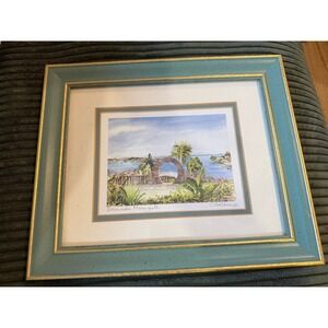 Carole Holding Watercolour Bermuda Moongate Signed Framed Art Landscape Art